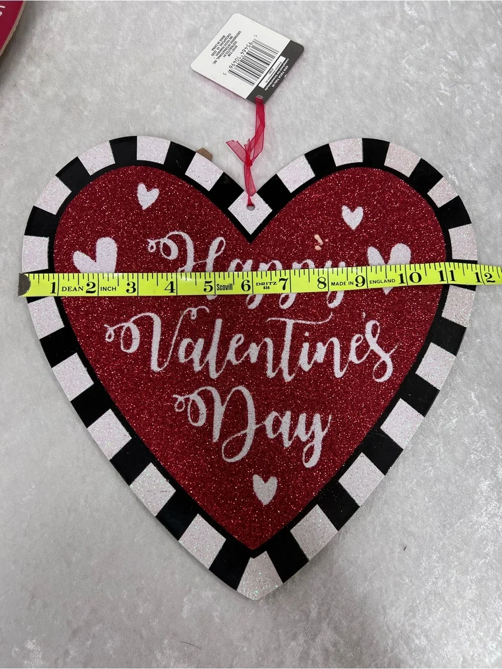 Happy Valentine's Day Red Glitter Heart Wall Decor set of 6 hanging decorations